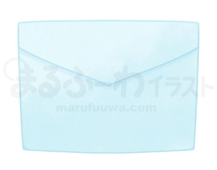 水彩風の無料フリー素材　青い封筒のイラスト　サンプル