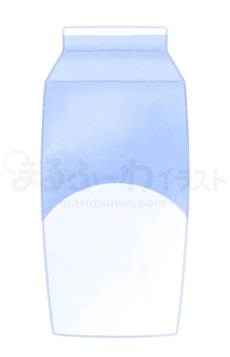 水彩風の無料フリー素材　青い牛乳パックのイラスト　サンプル