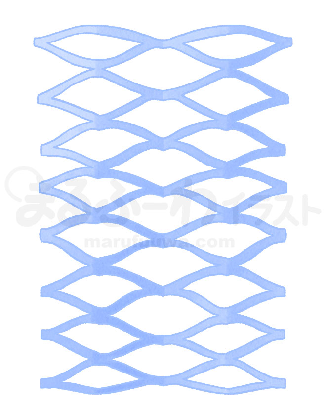 水彩風無料フリー素材のサンプル　七夕の青い網飾りのイラスト