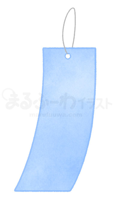 水彩風無料フリー素材のサンプル　青い七夕の短冊のイラスト