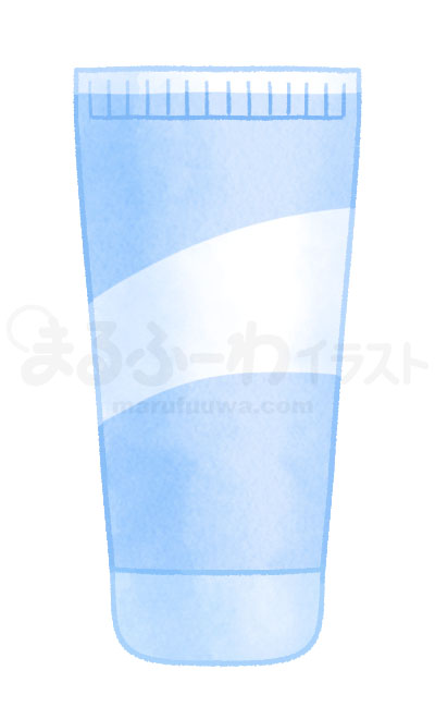 水彩風無料フリー素材のサンプル　青いチューブ容器のイラスト