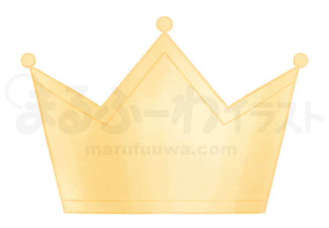 水彩風の無料フリー素材　金の王冠のイラスト　サンプル