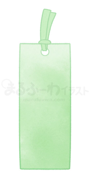水彩風無料フリー素材のサンプル　緑の栞のイラスト