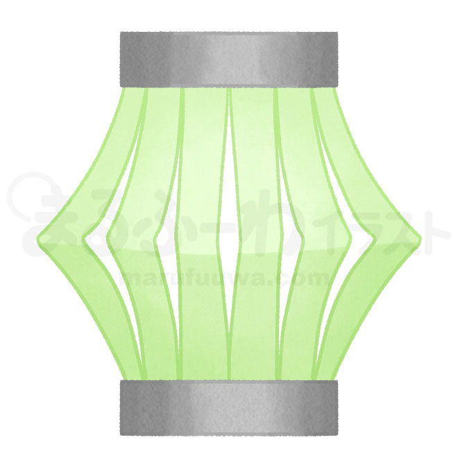 水彩風無料フリー素材のサンプル　七夕の緑の提灯飾りのイラスト