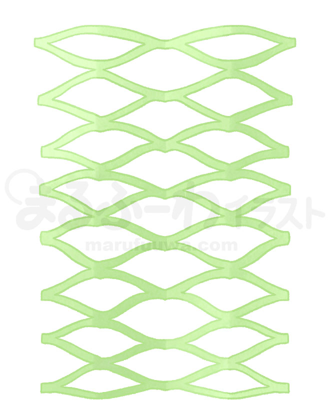 水彩風無料フリー素材のサンプル　七夕の緑の網飾りのイラスト