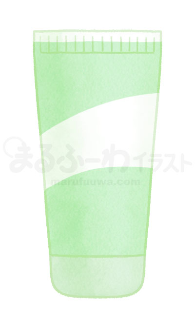 水彩風無料フリー素材のサンプル　緑のチューブ容器のイラスト