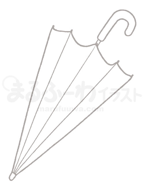 白黒線画の無料フリー素材　閉じた傘のイラスト　サンプル