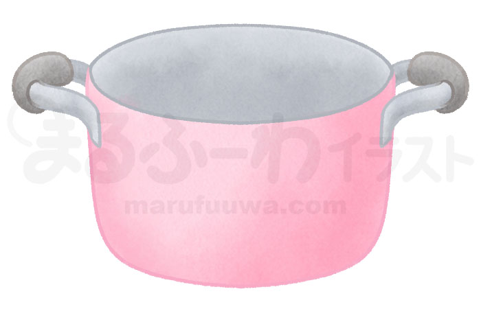 水彩風の無料フリー素材　ピンクの両手鍋のイラスト　サンプル