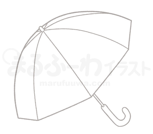 白黒線画の無料フリー素材　開いた傘のイラスト　サンプル
