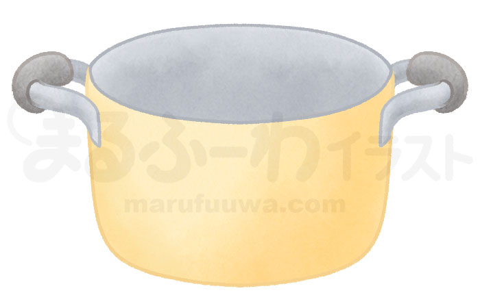 水彩風の無料フリー素材　黄色い両手鍋のイラスト　サンプル