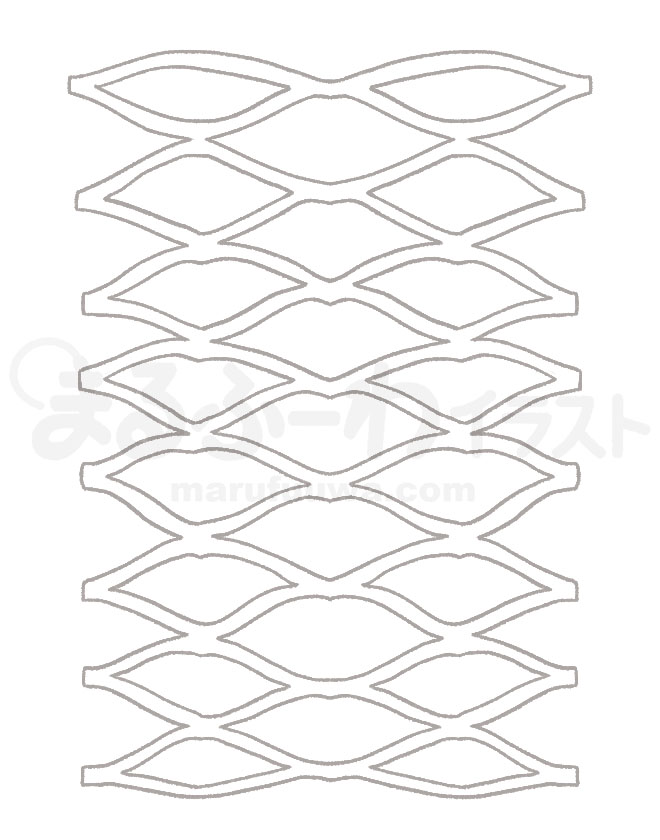 白黒線画の無料フリー素材のサンプル　七夕の網飾りのイラスト