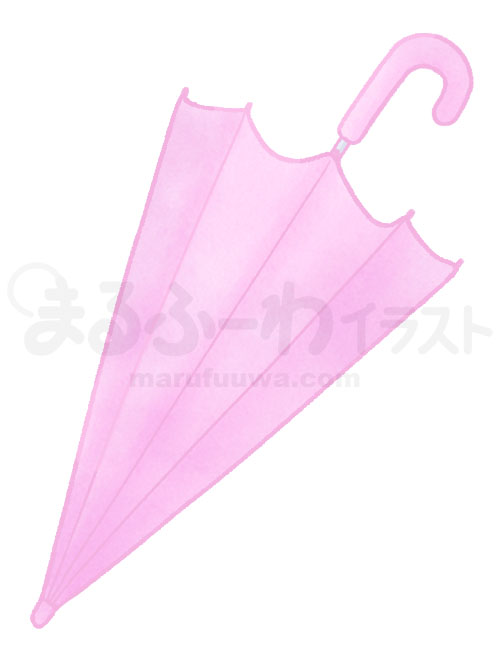 水彩風の無料フリー素材　閉じたピンクの傘のイラスト　サンプル