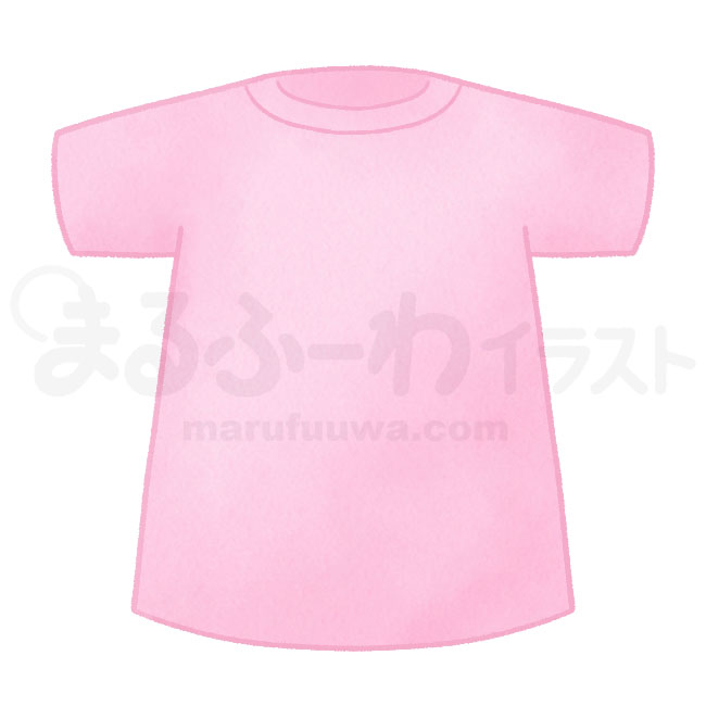 水彩風の無料フリー素材　ピンクの無地のTシャツのイラスト　サンプル
