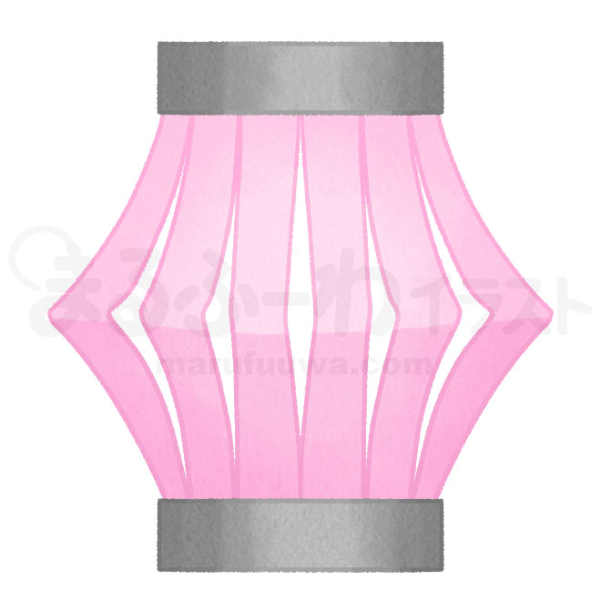 水彩風無料フリー素材のサンプル　七夕のピンクの提灯飾りのイラスト