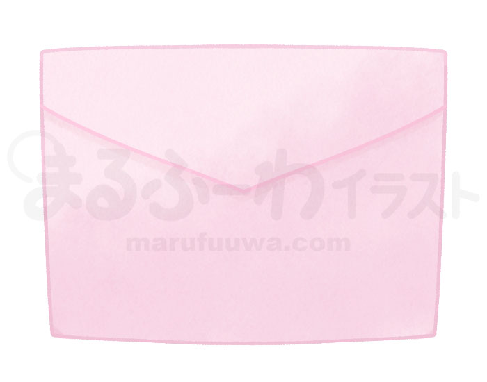 水彩風の無料フリー素材　ピンクの封筒のイラスト　サンプル