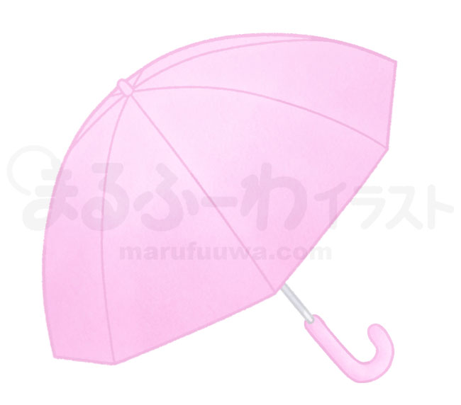 水彩風の無料フリー素材　開いたピンクの傘のイラスト　サンプル