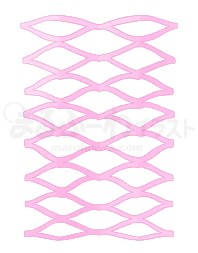水彩風無料フリー素材のサンプル　七夕のピンクの網飾りのイラスト