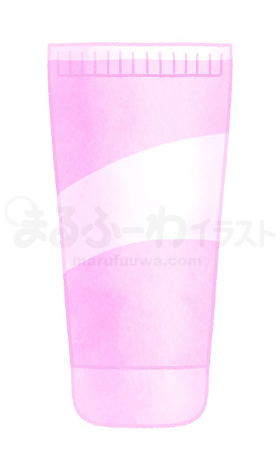 水彩風無料フリー素材のサンプル　ピンクのチューブ容器のイラスト