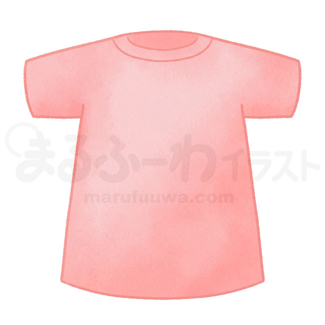水彩風の無料フリー素材　赤い無地のTシャツのイラスト　サンプル