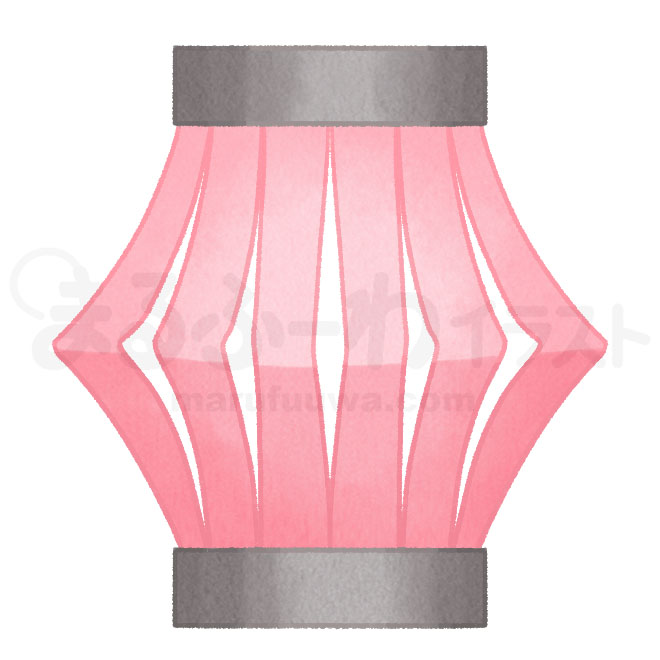 水彩風無料フリー素材のサンプル　七夕の赤い提灯飾りのイラスト