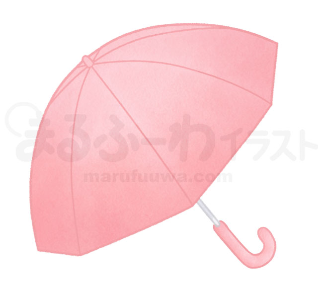 水彩風の無料フリー素材　開いた赤い傘のイラスト　サンプル