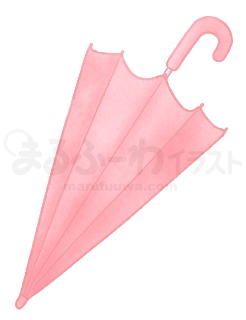 水彩風の無料フリー素材　閉じた赤い傘のイラスト　サンプル