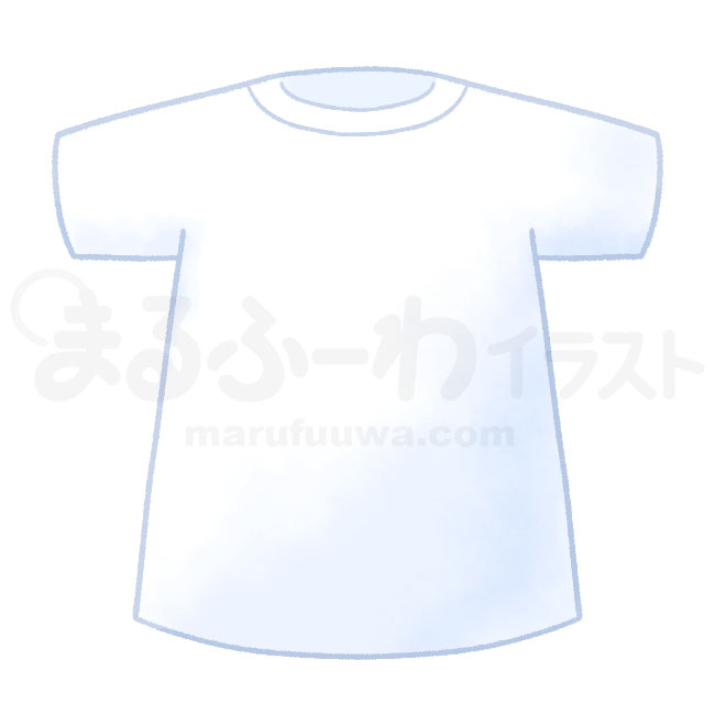 水彩風の無料フリー素材　白い無地のTシャツのイラスト　サンプル