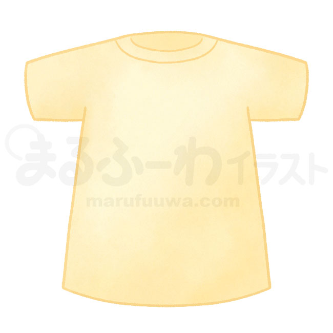 水彩風の無料フリー素材　黄色い無地のTシャツのイラスト　サンプル