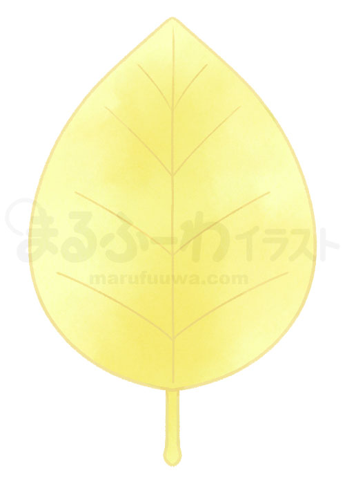 水彩風の無料フリー素材　黄色い葉っぱのイラスト　サンプル