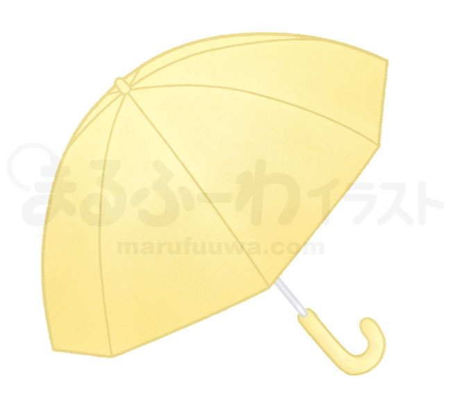 水彩風の無料フリー素材　開いた黄色い傘のイラスト　サンプル