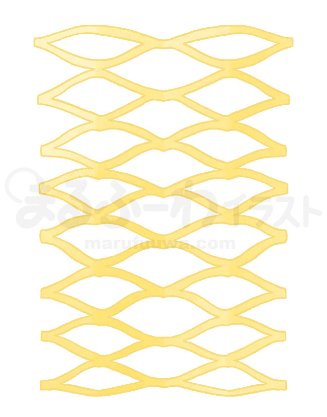水彩風無料フリー素材のサンプル　七夕の黄色い網飾りのイラスト
