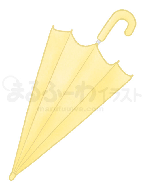 水彩風の無料フリー素材　閉じた黄色い傘のイラスト　サンプル