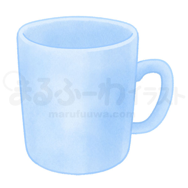 水彩風無料フリー素材のサンプル　青いマグカップのイラスト