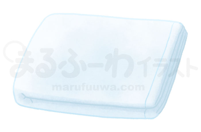 水彩風無料フリー素材のサンプル　畳んだ青いタオルのイラスト