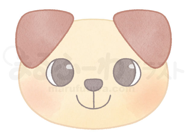 水彩風無料フリー素材のサンプル　子犬の顔のイラスト