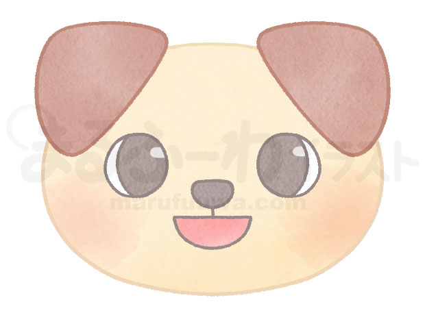 水彩風無料フリー素材のサンプル　笑顔の子犬のイラスト