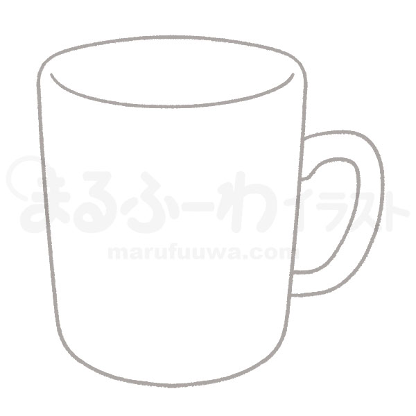 白黒線画の無料フリー素材のサンプル　マグカップのイラスト