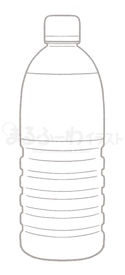 白黒線画の無料フリー素材のサンプル　空のペットボトルのイラスト