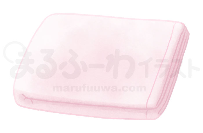 水彩風無料フリー素材のサンプル　畳んだピンクのタオルのイラスト