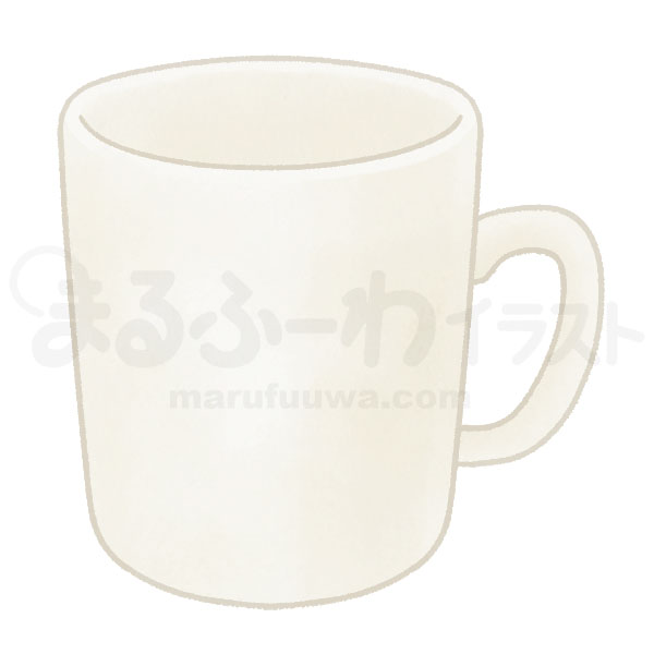 水彩風無料フリー素材のサンプル　白いマグカップのイラスト