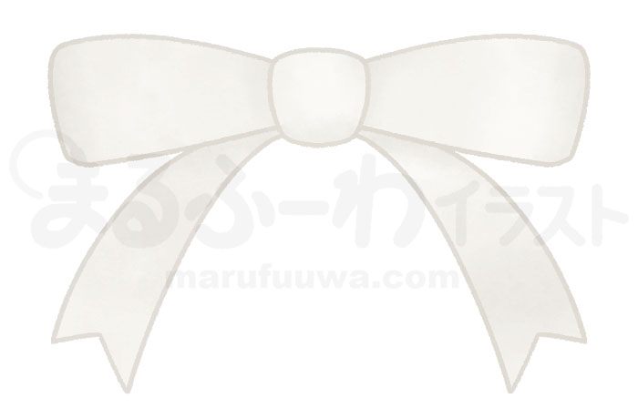 水彩風無料フリー素材のサンプル　蝶々結びの白いリボンのイラスト