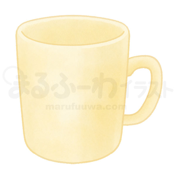 水彩風無料フリー素材のサンプル　黄色いマグカップのイラスト