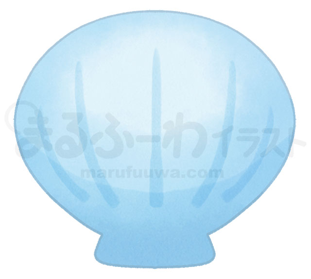 水彩風無料フリー素材のサンプル　青い二枚貝の貝殻のイラスト