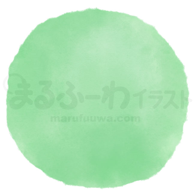 水彩風無料フリー素材のサンプル　手描きの緑の丸のイラスト