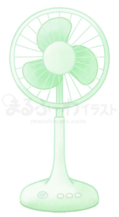 水彩風無料フリー素材のサンプル　緑の扇風機のイラスト