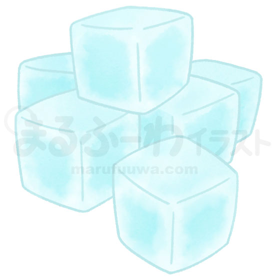 水彩風無料フリー素材のサンプル　四角い氷のイラスト