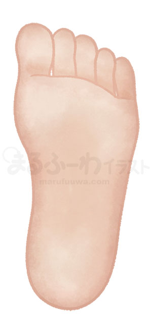 水彩風無料フリー素材のサンプル　黒い肌の左足の裏のイラスト
