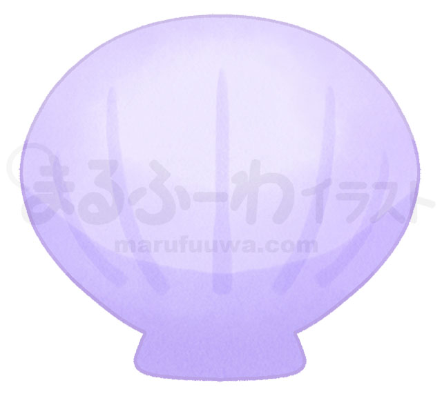 水彩風無料フリー素材のサンプル　紫の二枚貝の貝殻のイラスト