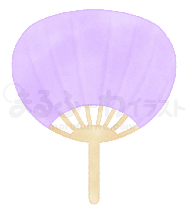 水彩風無料フリー素材のサンプル　紫のうちわのイラスト