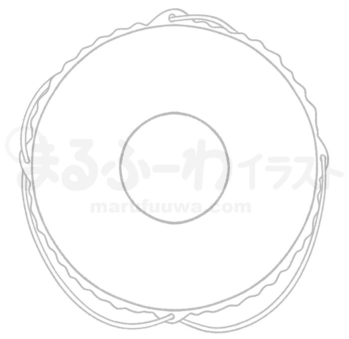 白黒線画の無料フリー素材のサンプル　浮き輪のイラスト